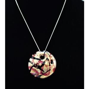 Vintage VENETIAURUM Made in Italy Murano Glass Pendant Necklace Signed Bin7